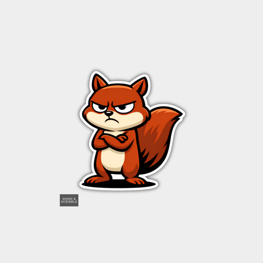 Funny Character Vinyl Sticker - Grumpy Squirrel