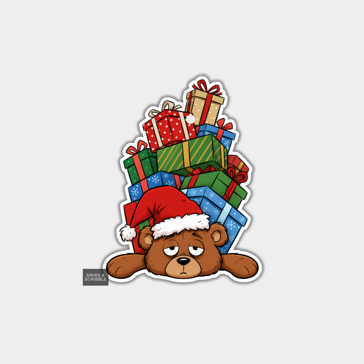 Funny Christmas Gift Tags - Exhausted Teddy Bear