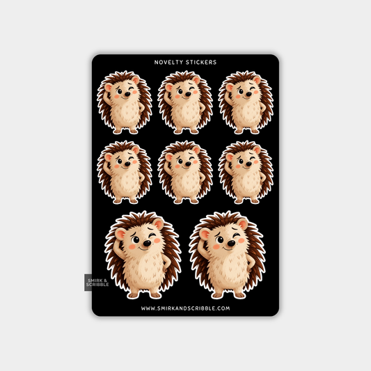 Funny Vinyl Sticker Sheet - Cute Confused Hedgehog