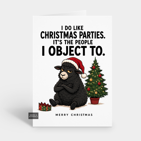 Funny Christmas Card - Antisocial Black Sheep