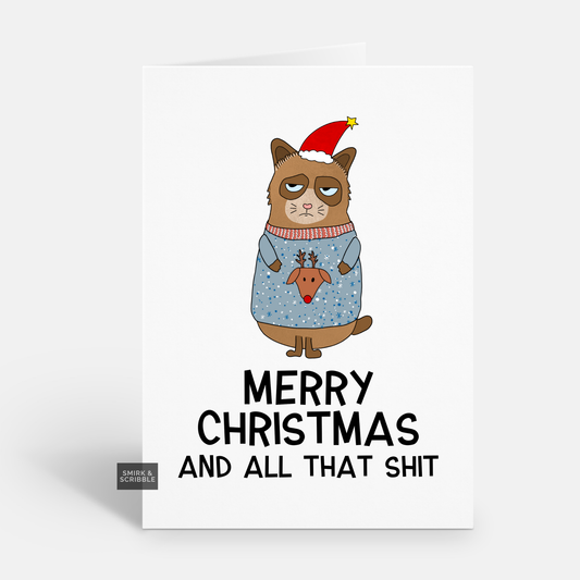 Cat In Jumper Christmas Card