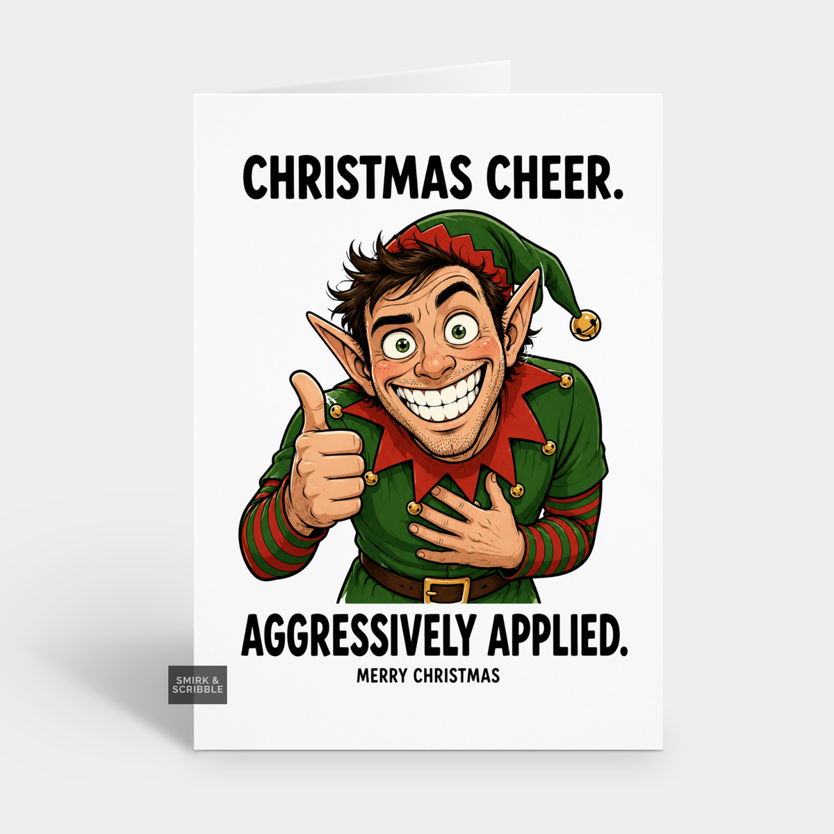 Funny Christmas Card - Cheer Applied Elf
