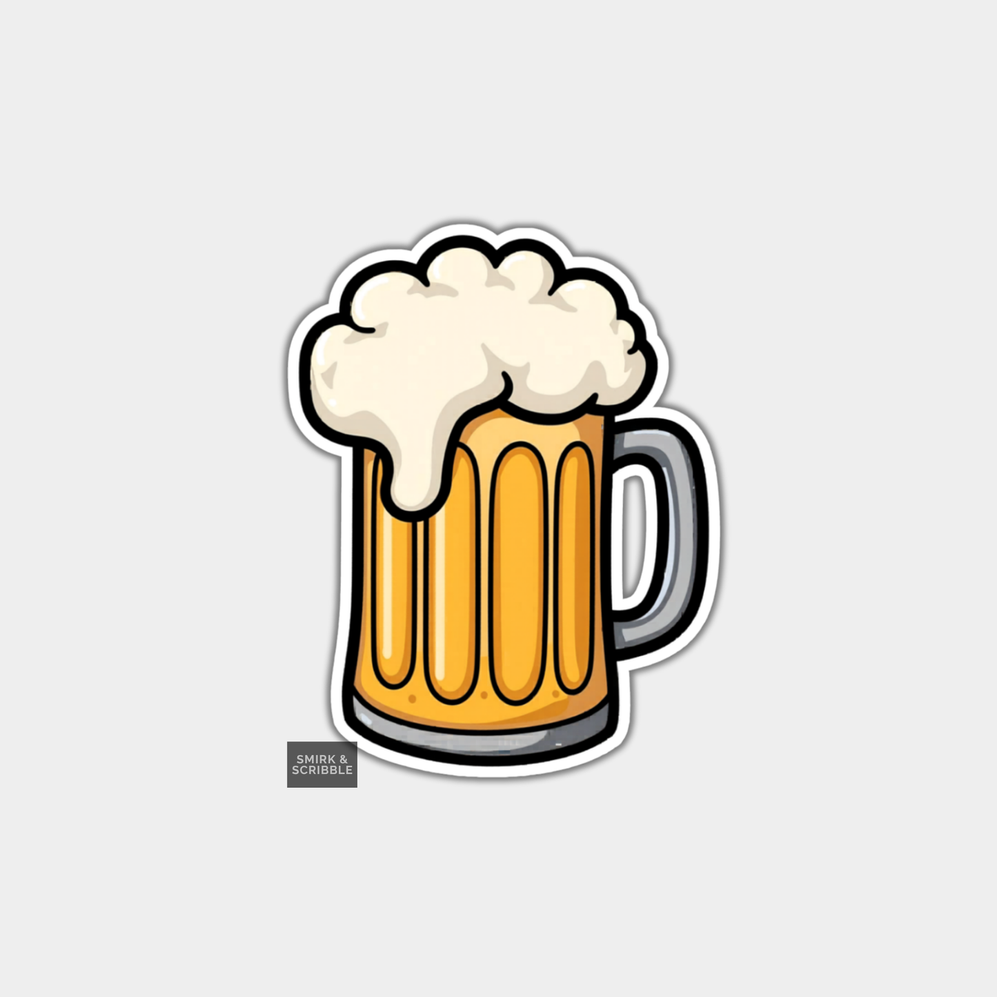 Illustration of a beer mug with foam on a light gray background