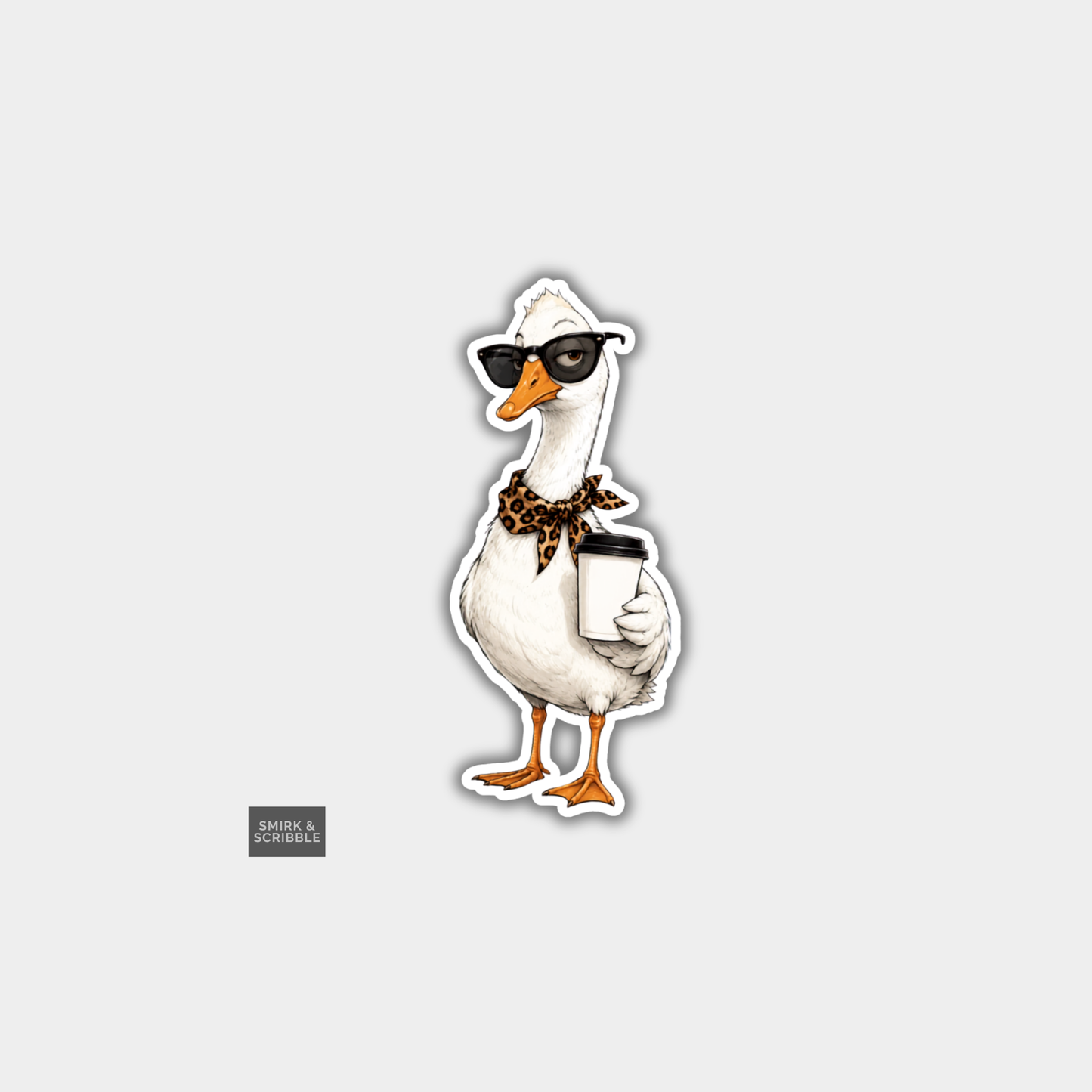 Funny Die Cut Vinyl Sticker - Duck In Scarf