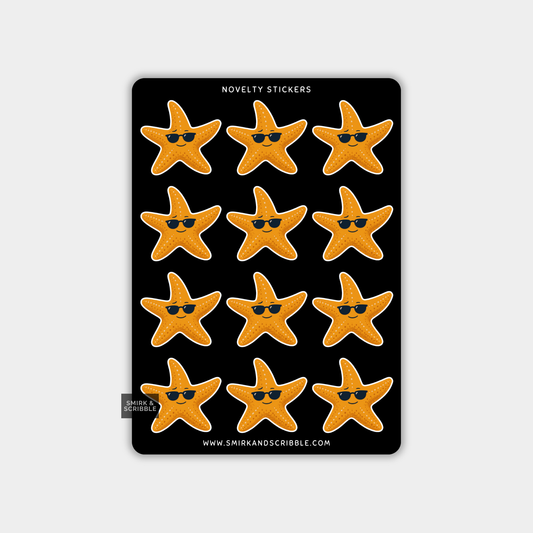 Funny Vinyl Sticker Sheet - Cute Starfish