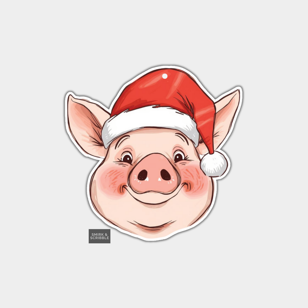 Funny Christmas Gift Tags - Cute Happy Pig