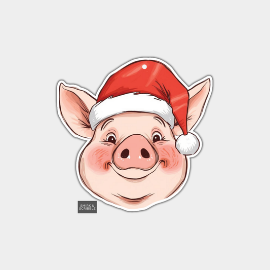 Funny Christmas Gift Tags - Cute Happy Pig