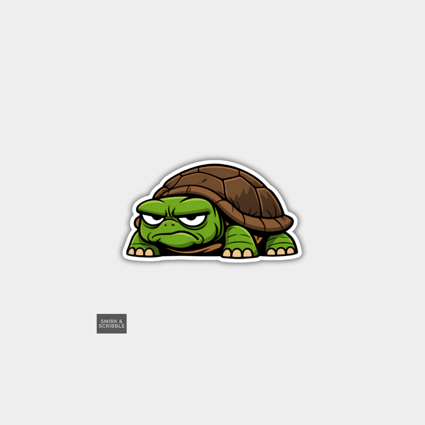 Funny Character Vinyl Sticker - Grumpy Tortoise