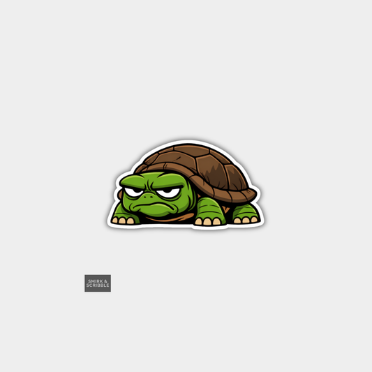 Funny Character Vinyl Sticker - Grumpy Tortoise