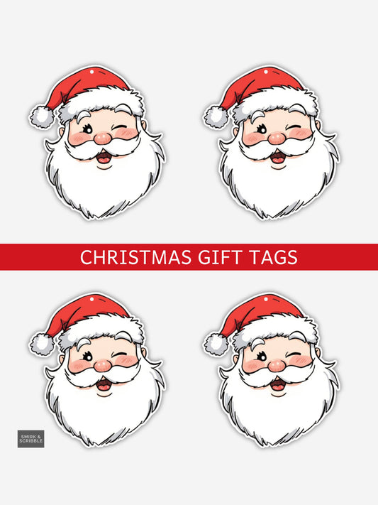 Santa Face Christmas Gift Tags