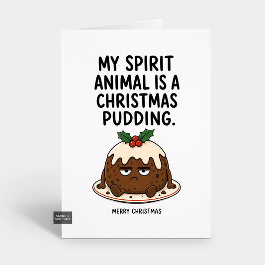 Funny Christmas Card - Grumpy Pudding