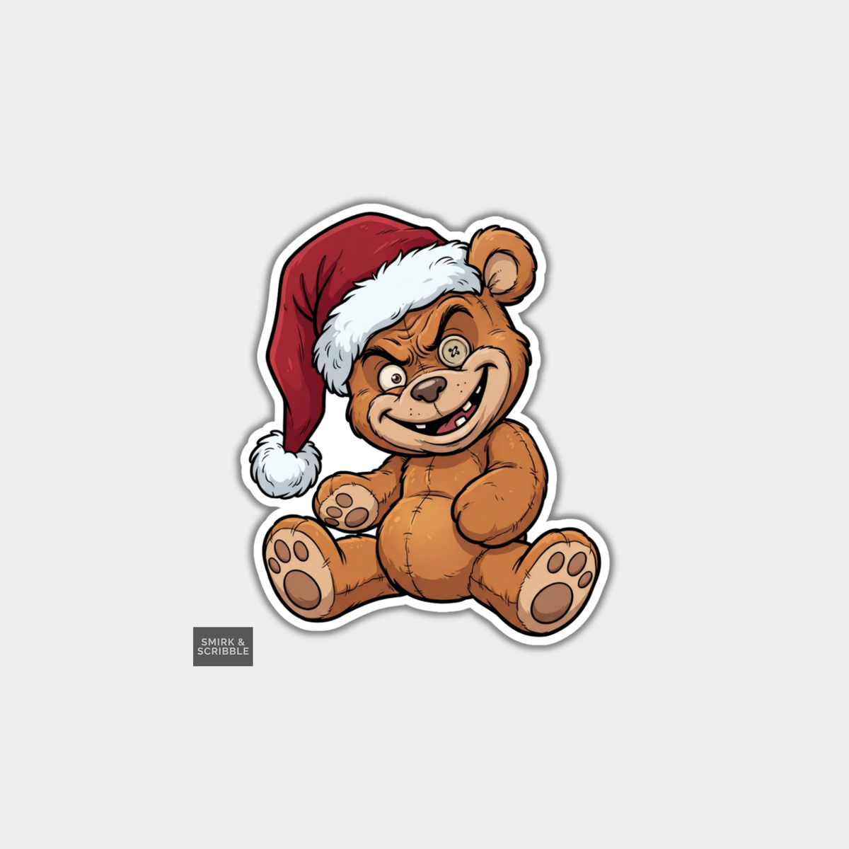 Funny Christmas Sticker - Cheeky Teddy Bear