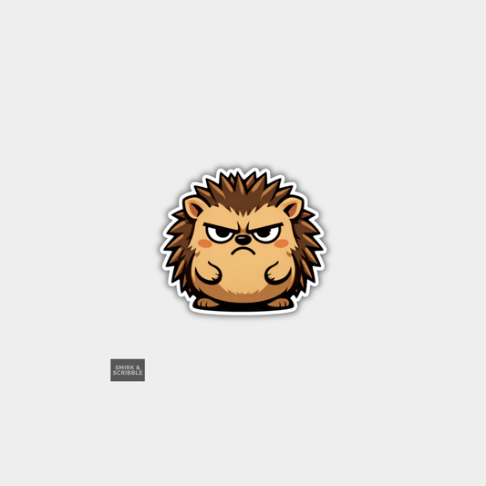 Funny Grumpy Character Vinyl Sticker - Hedgehog