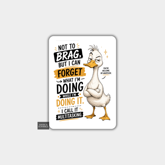 Funny Die Cut Vinyl Sticker - Multitasking Duck