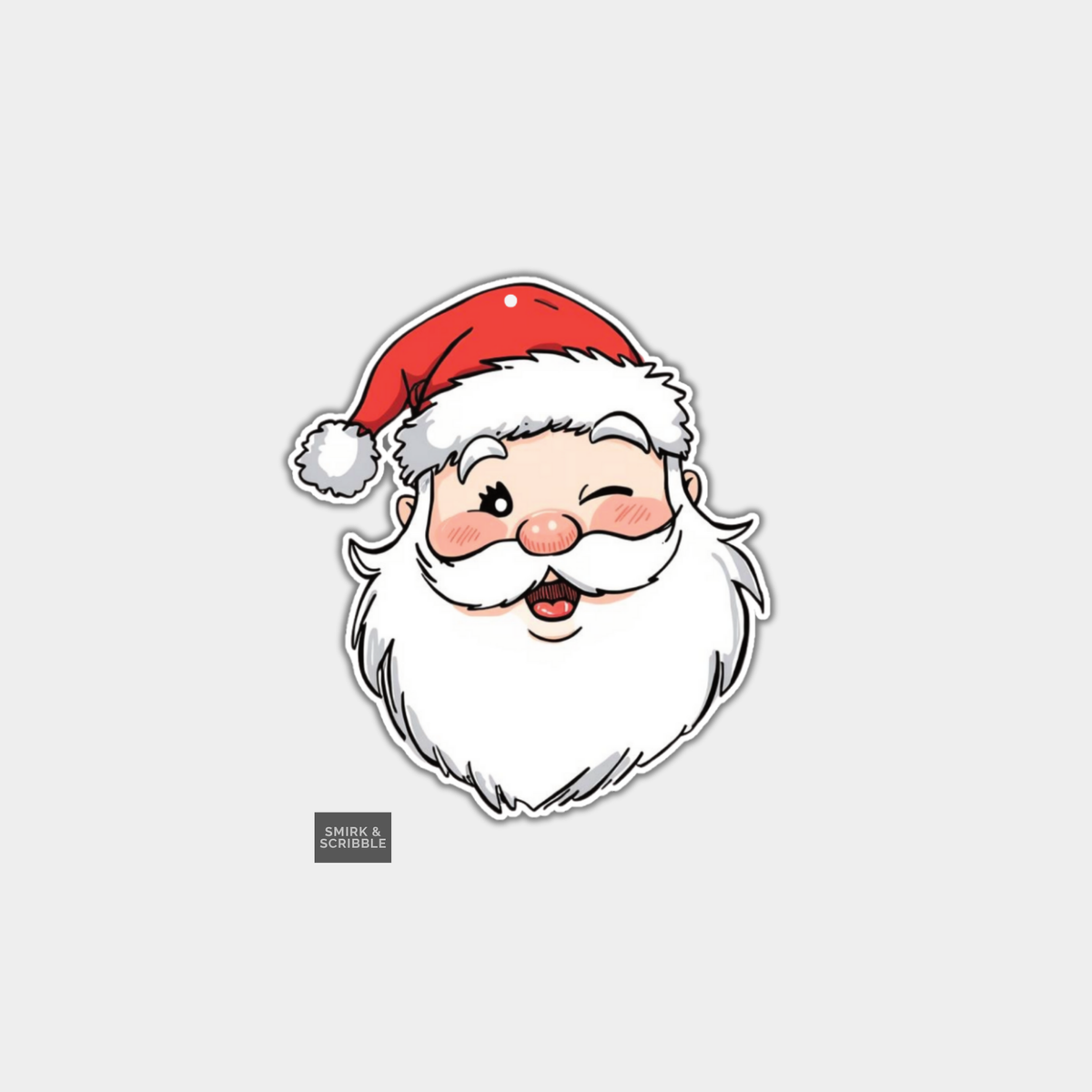 Funny Christmas Gift Tags - Happy Santa Face