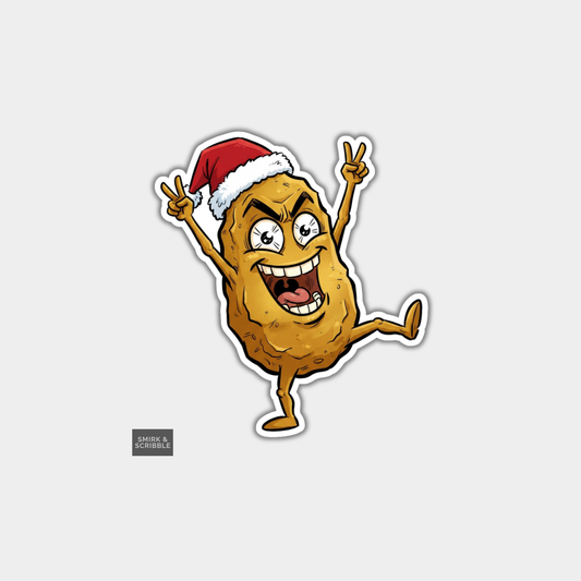 Funny Christmas Sticker - Cheeky Happy Silly Potato