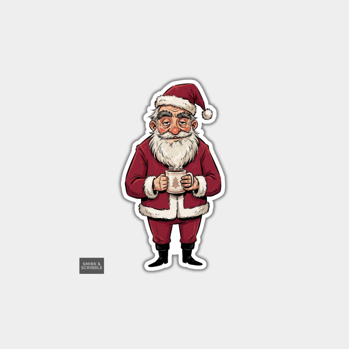 Funny Christmas Sticker - Happy Santa Claus