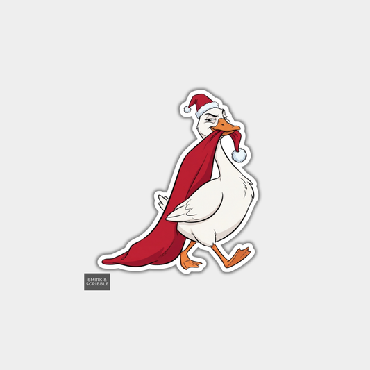 Funny Christmas Sticker - Naughty Goose & Stolen Hat
