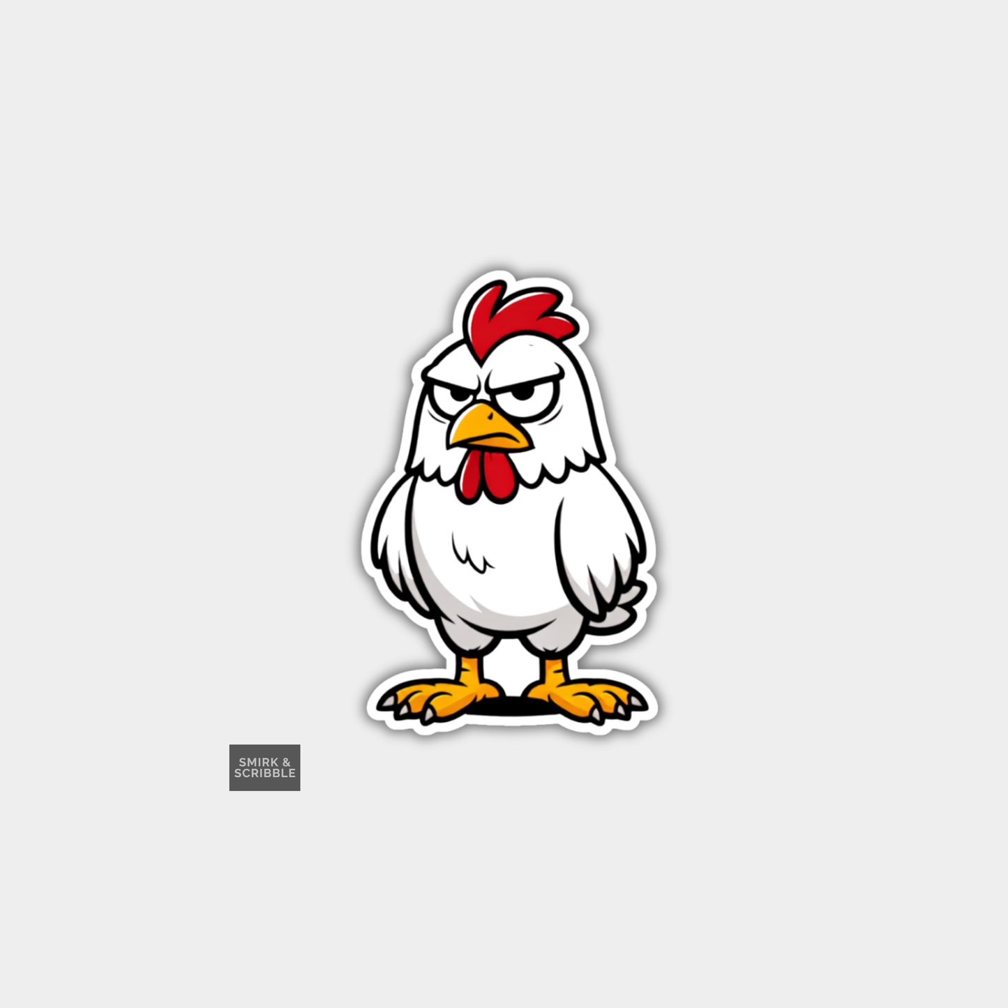 Funny Grumpy Character Vinyl Sticker - Chicken