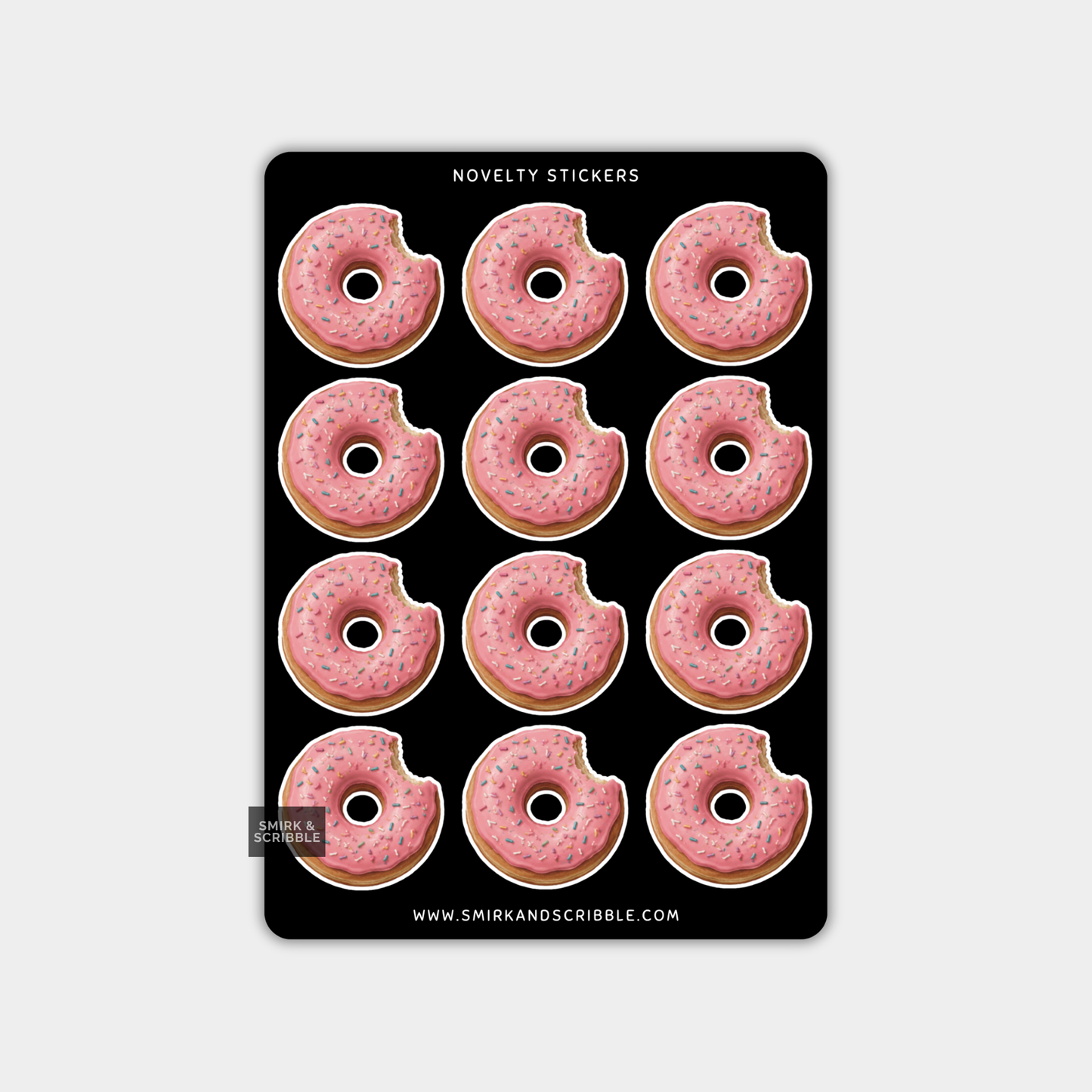Funny Vinyl Sticker Sheet - Pink Doughnut