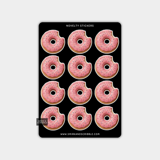 Funny Vinyl Sticker Sheet - Pink Doughnut