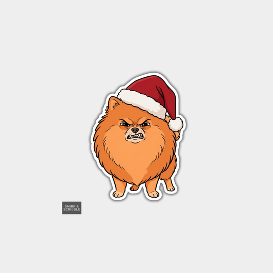 Funny Christmas Sticker - Cute Angry Dog Scowling