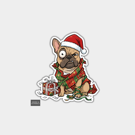 Funny Christmas Sticker - Cute Cheeky Naughty Dog