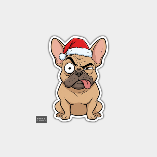 Funny Christmas Sticker - Cute Cheeky Silly Dog