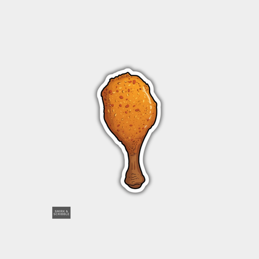 Illustration of a fried chicken drumstick on a light gray background