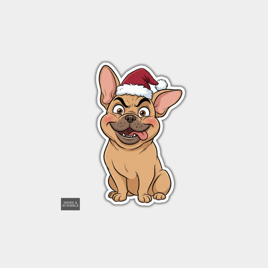 Funny Christmas Sticker - Cute Cheeky Naughty Dog Sitting
