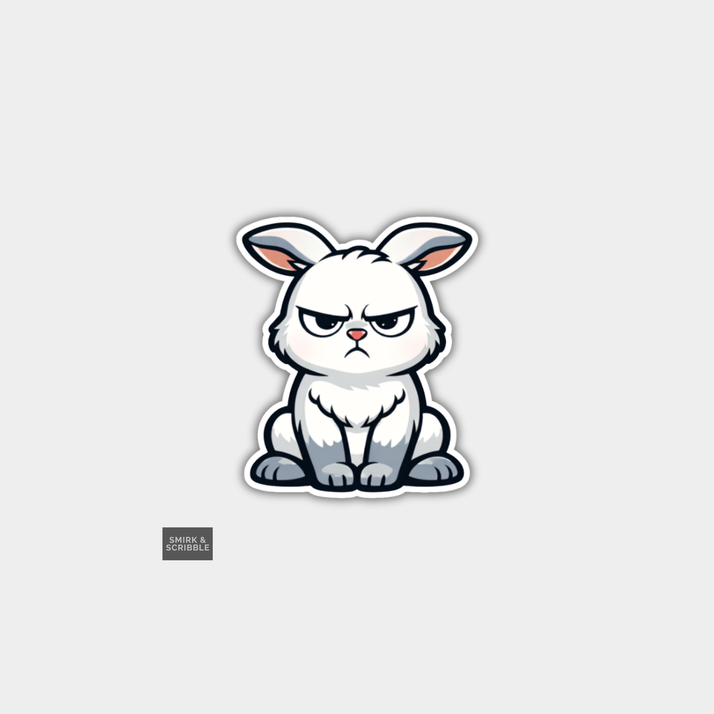 Funny Grumpy Character Vinyl Sticker - Bunny
