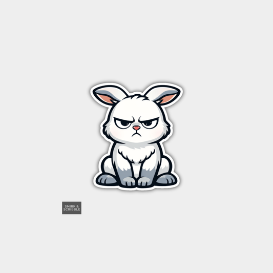 Funny Grumpy Character Vinyl Sticker - Bunny