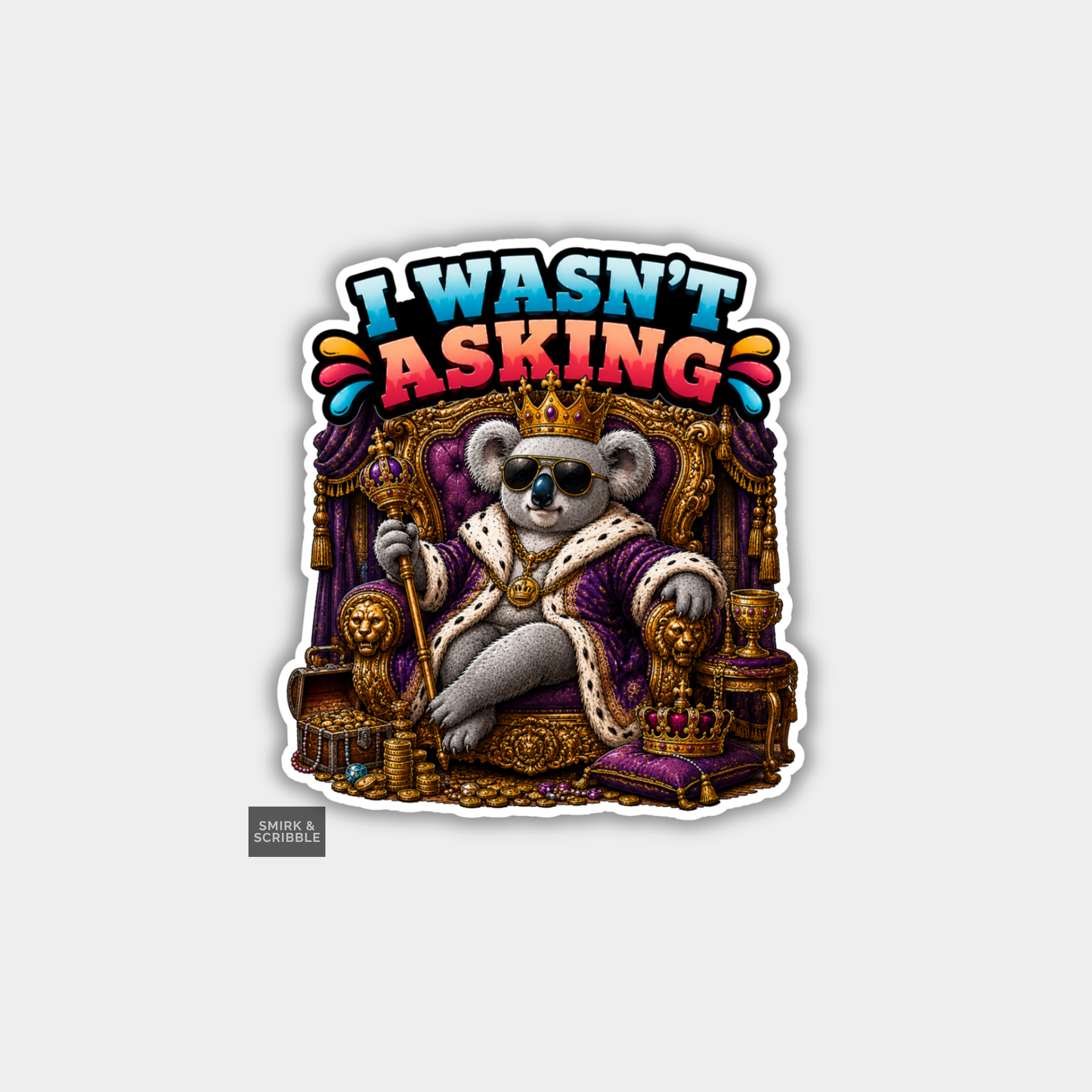 Funny Vinyl Die Cut Sticker - Royal Koala