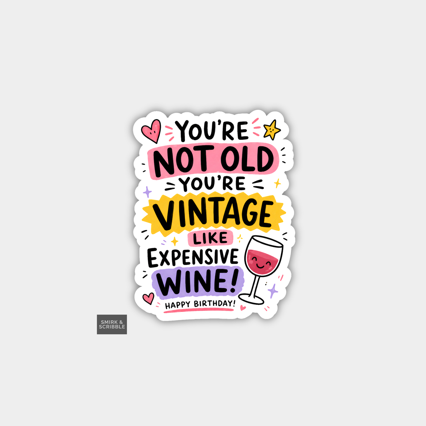 Funny Cheeky Rude Birthday Vinyl Sticker - Vintage Wine