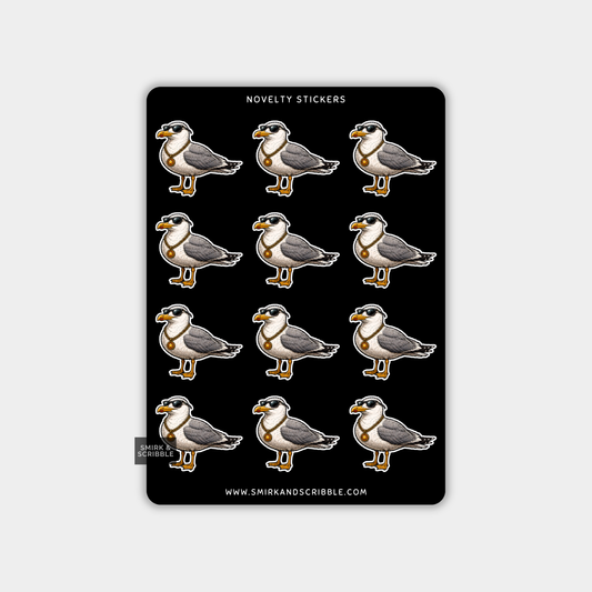Funny Vinyl Sticker Sheet - Cool Seagull