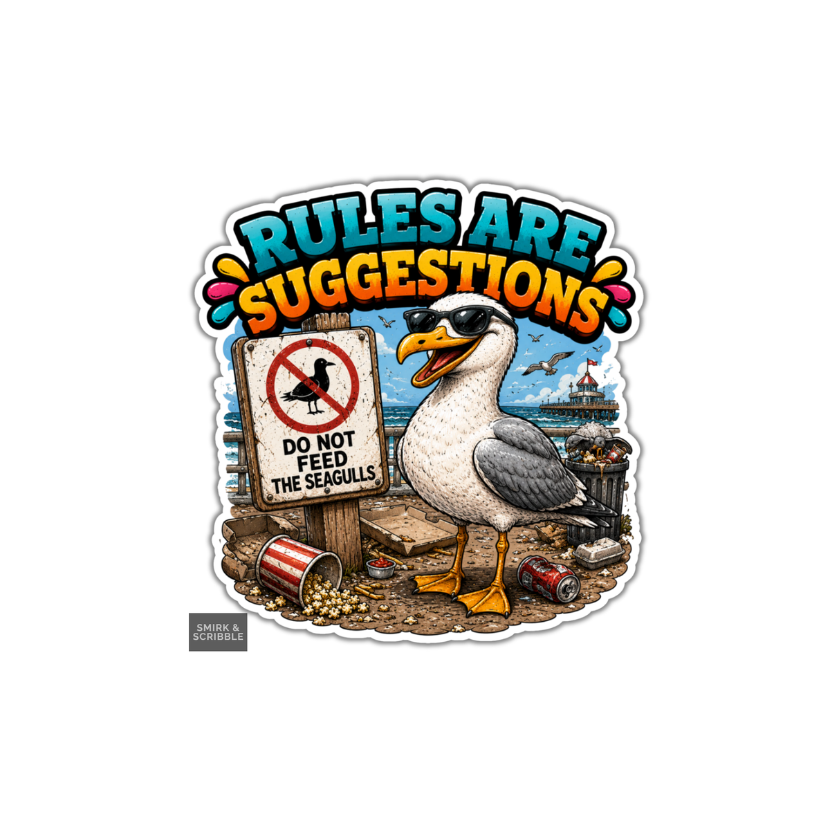 Funny Vinyl Die Cut Sticker - Don't Feed Seagulls