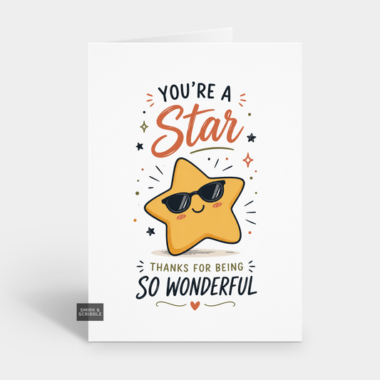 A Star Funny Thank You Card
