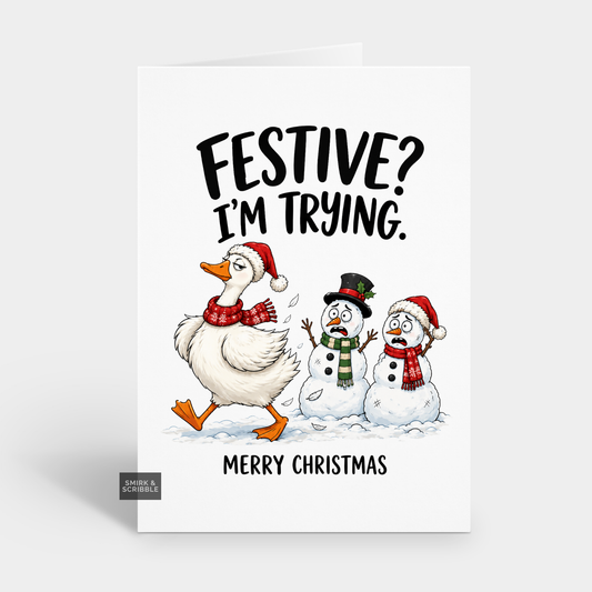 Funny Christmas Card - Festive Goose