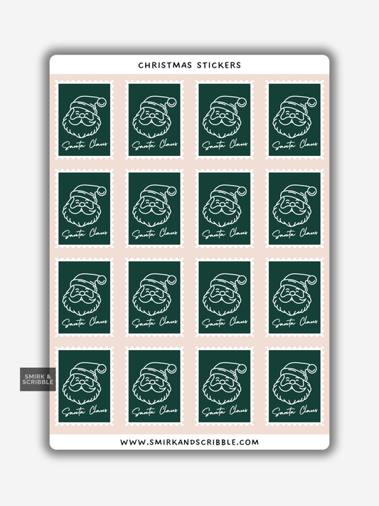 Green Christmas Stamp Stickers