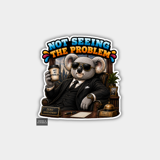 Funny Vinyl Die Cut Sticker - Koala In Suit