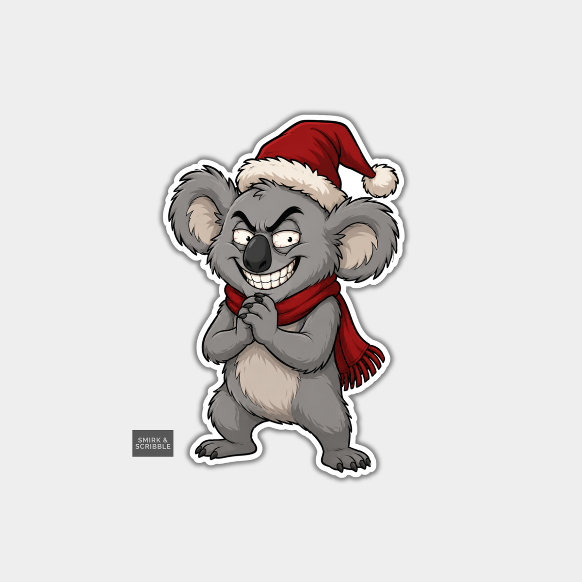 Funny Christmas Sticker - Cheeky Smiling Koala