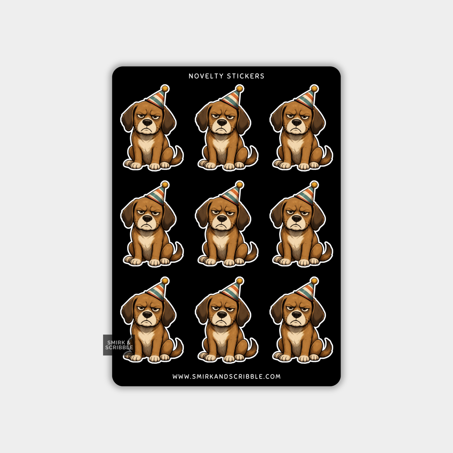 Funny Vinyl Sticker Sheet - Birthday Dog