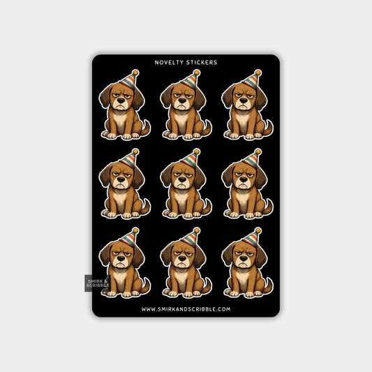 Funny Vinyl Sticker Sheet - Birthday Dog