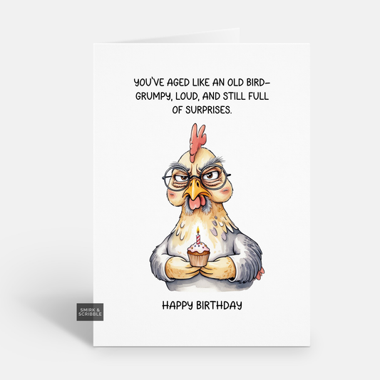 Old Bird Birthday Card