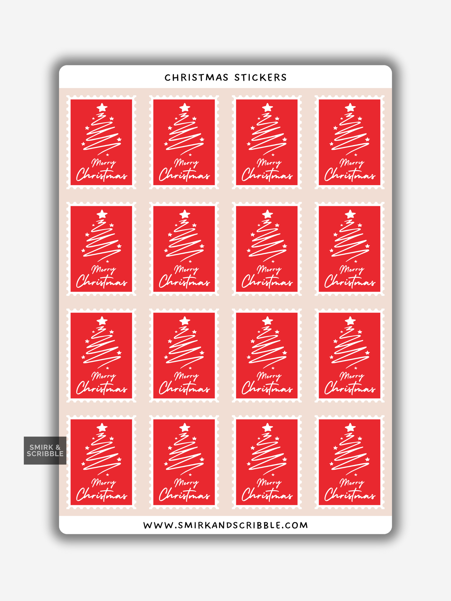 Red Tree Christmas Stamp Stickers