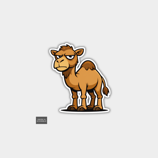 Funny Grumpy Character Vinyl Sticker - Camel