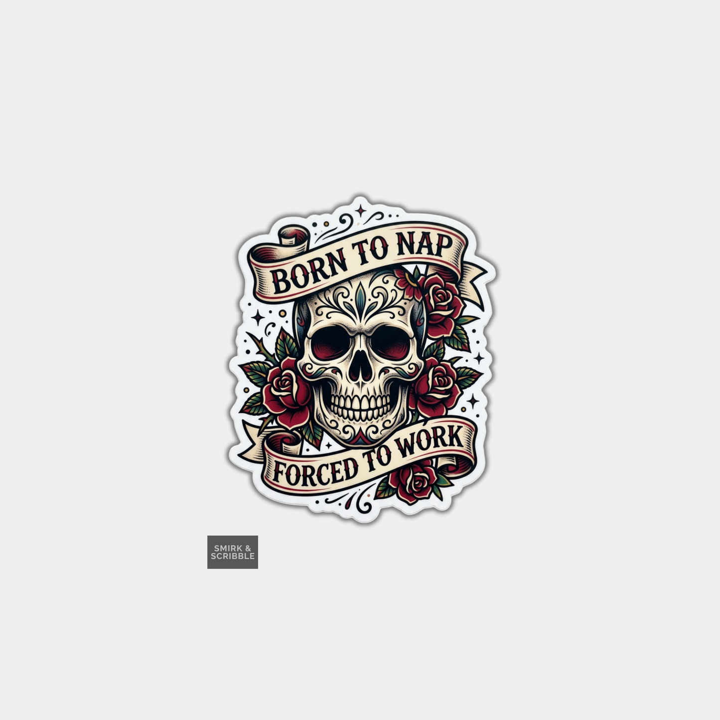 Funny Die Cut Vinyl Sticker - Forced To Work