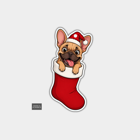 Funny Christmas Gift Tags - Cheeky Pug In Stocking