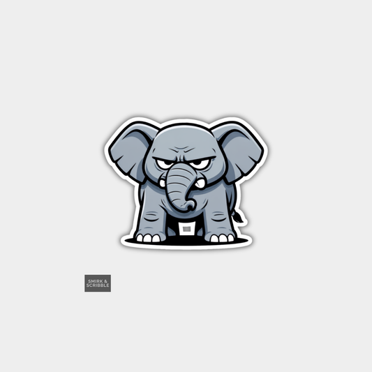 Funny Grumpy Character Vinyl Sticker - Elephant
