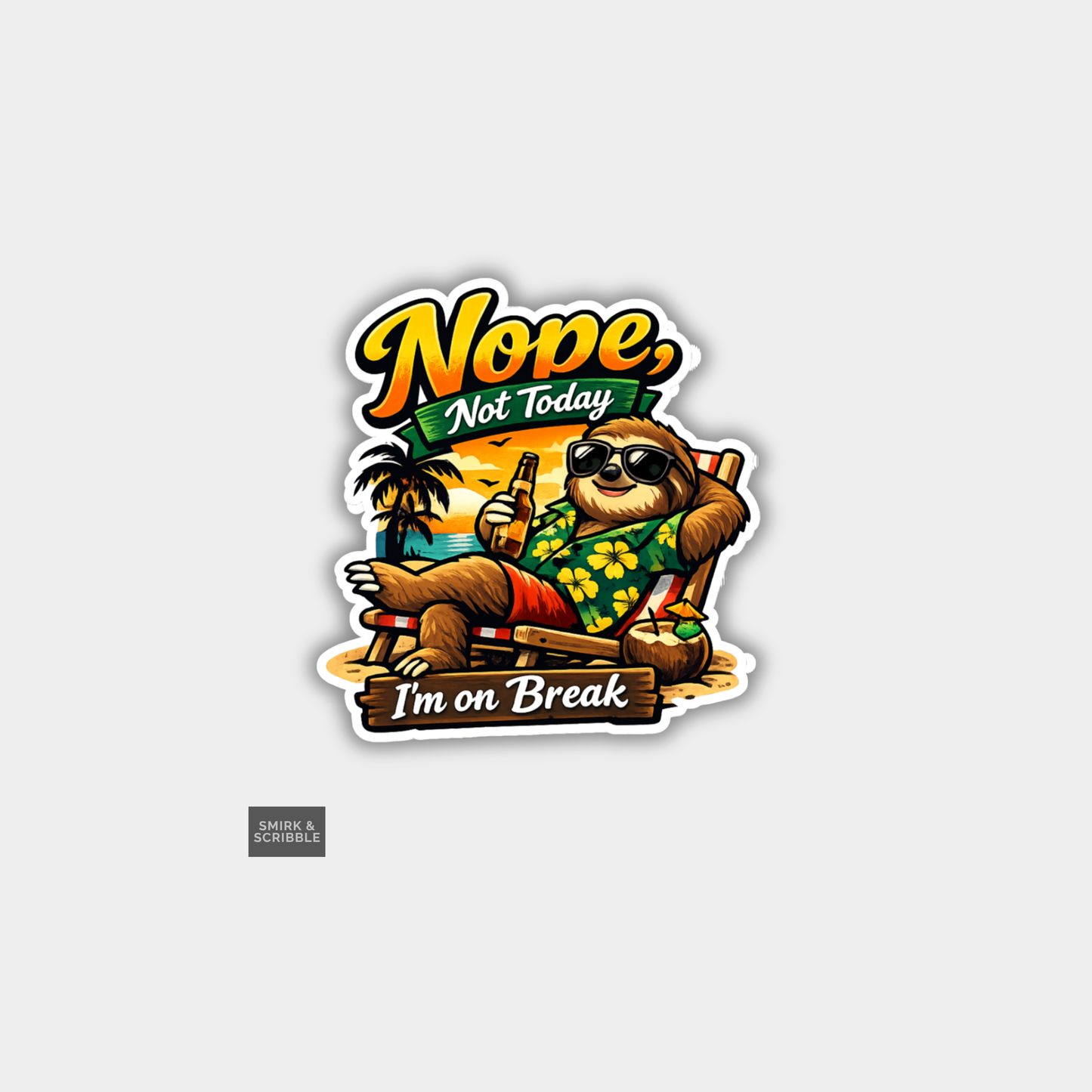 Funny Vinyl Die Cut Sticker - Nope Sloth